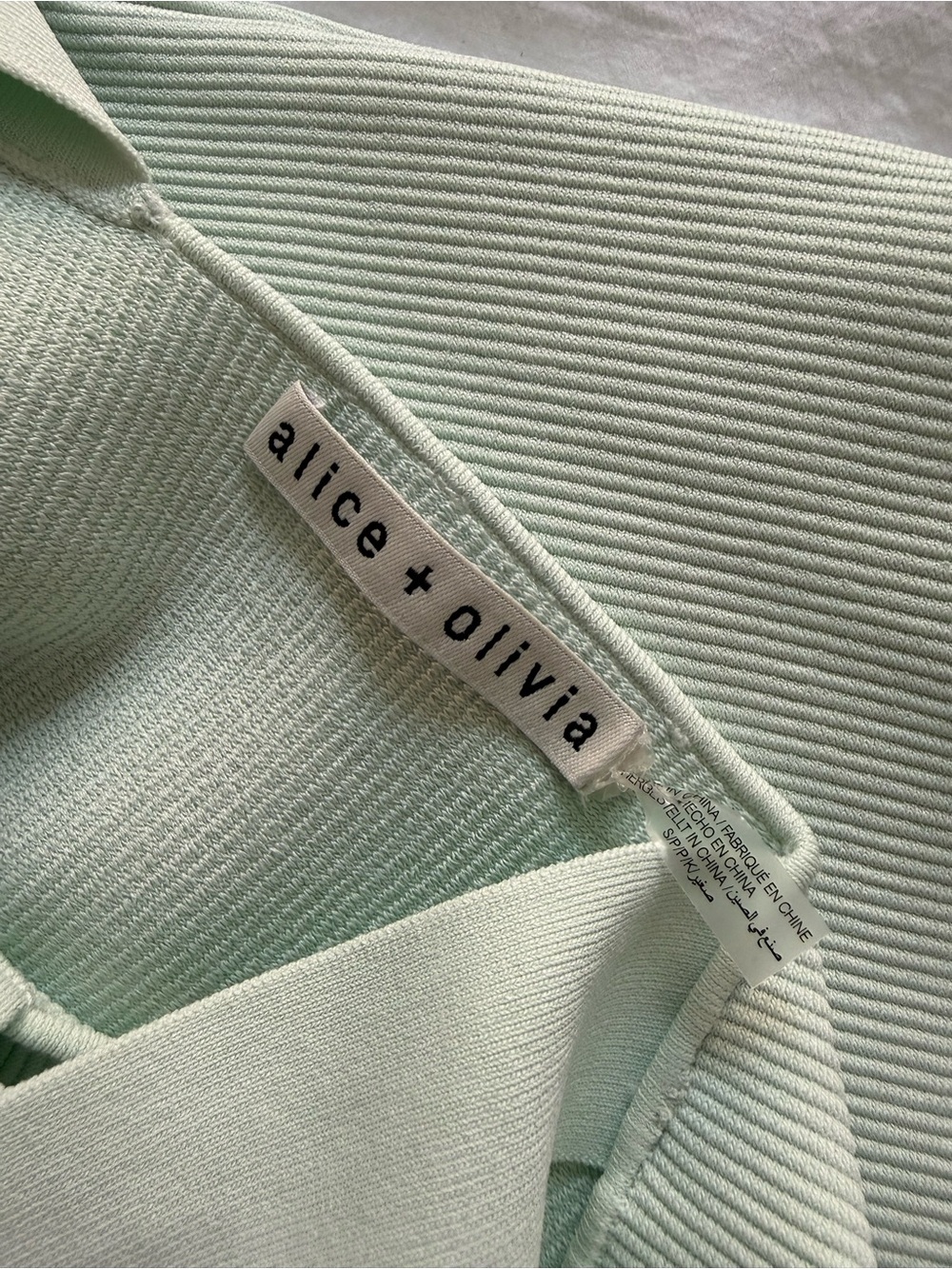 Alice + Olivia Pale Mint Ribbed Square-Neck Crop Tank - Picture 2 of 3